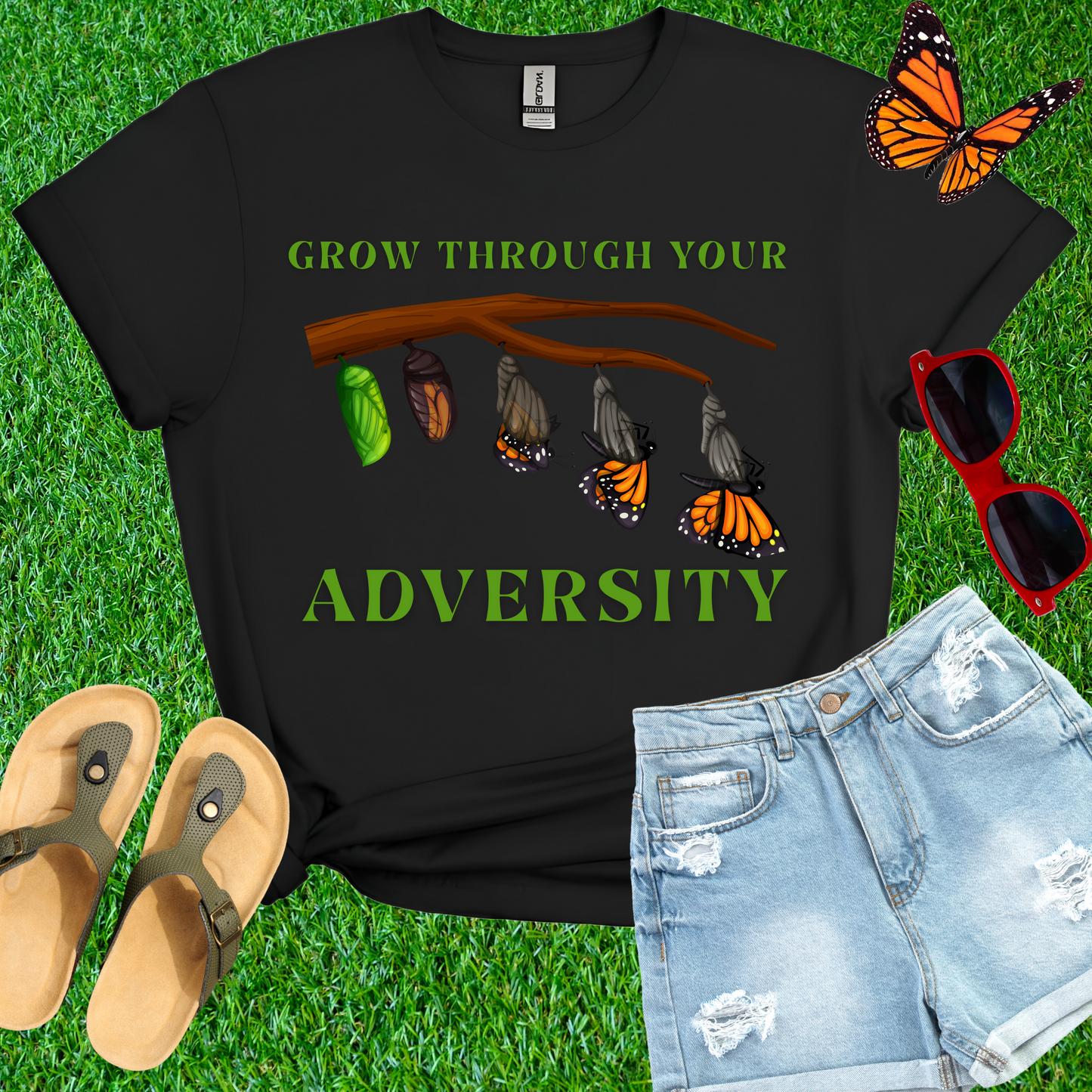 Grow Through Your Adversity Butterfly T-Shirt