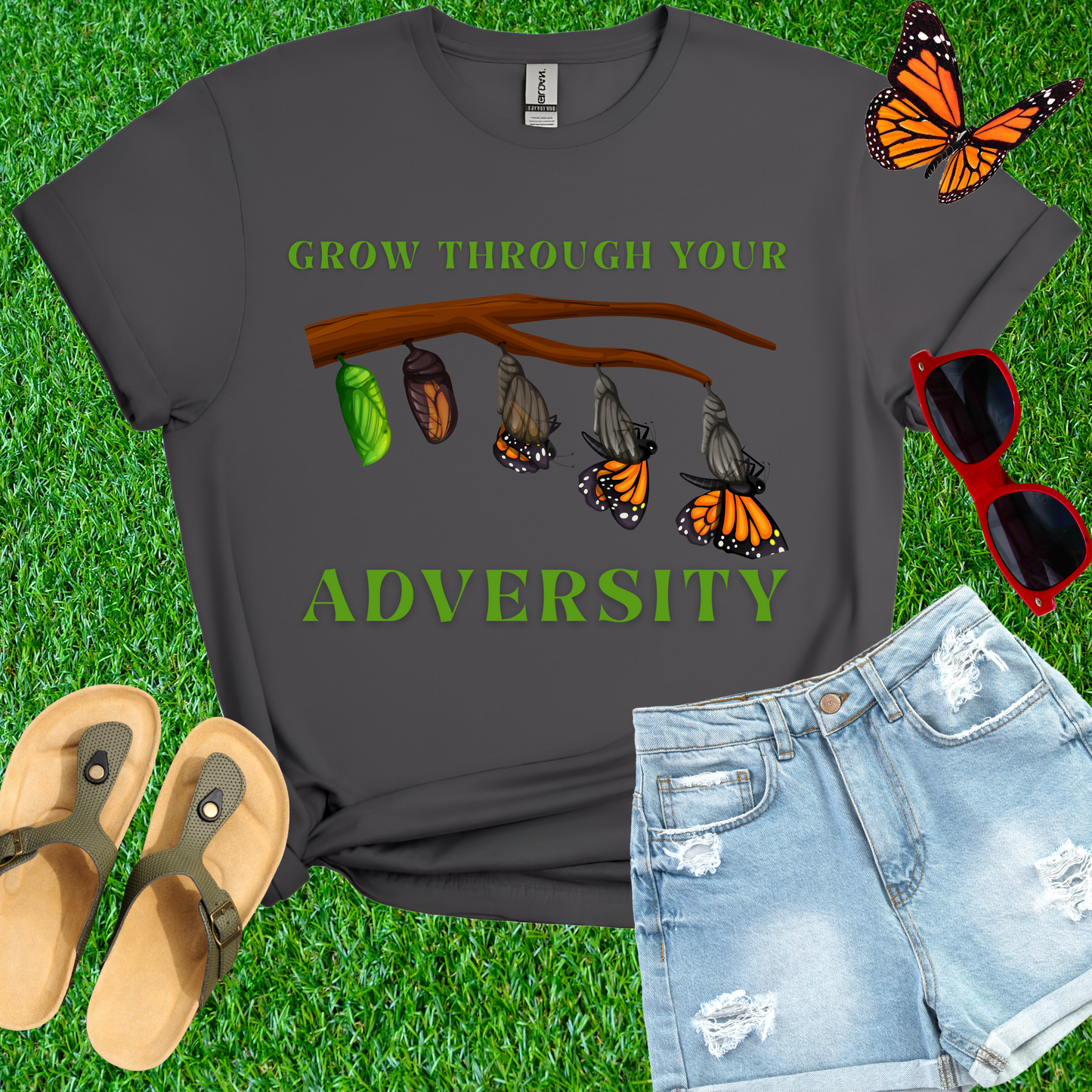 Grow Through Your Adversity Butterfly T-Shirt