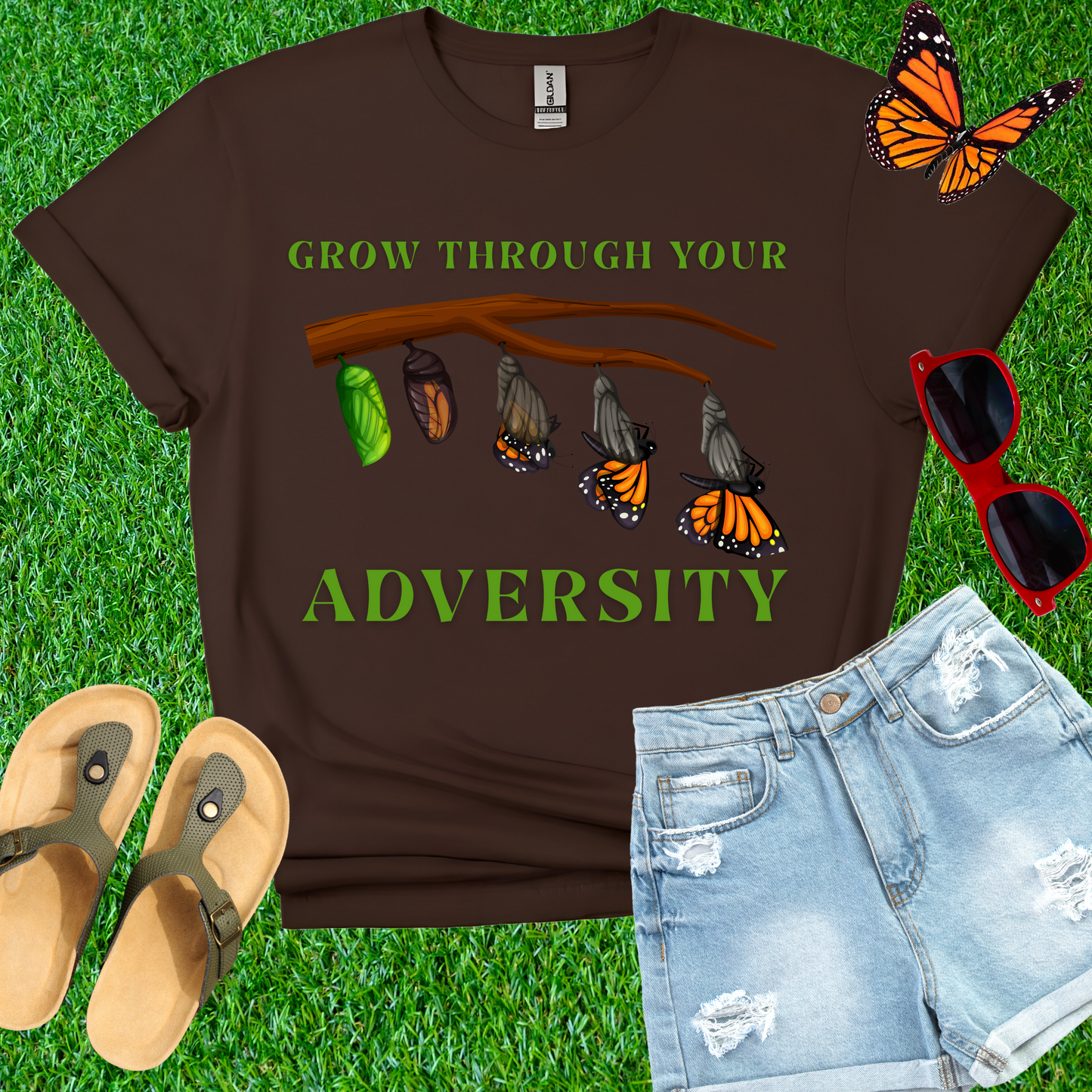 Grow Through Your Adversity Butterfly T-Shirt