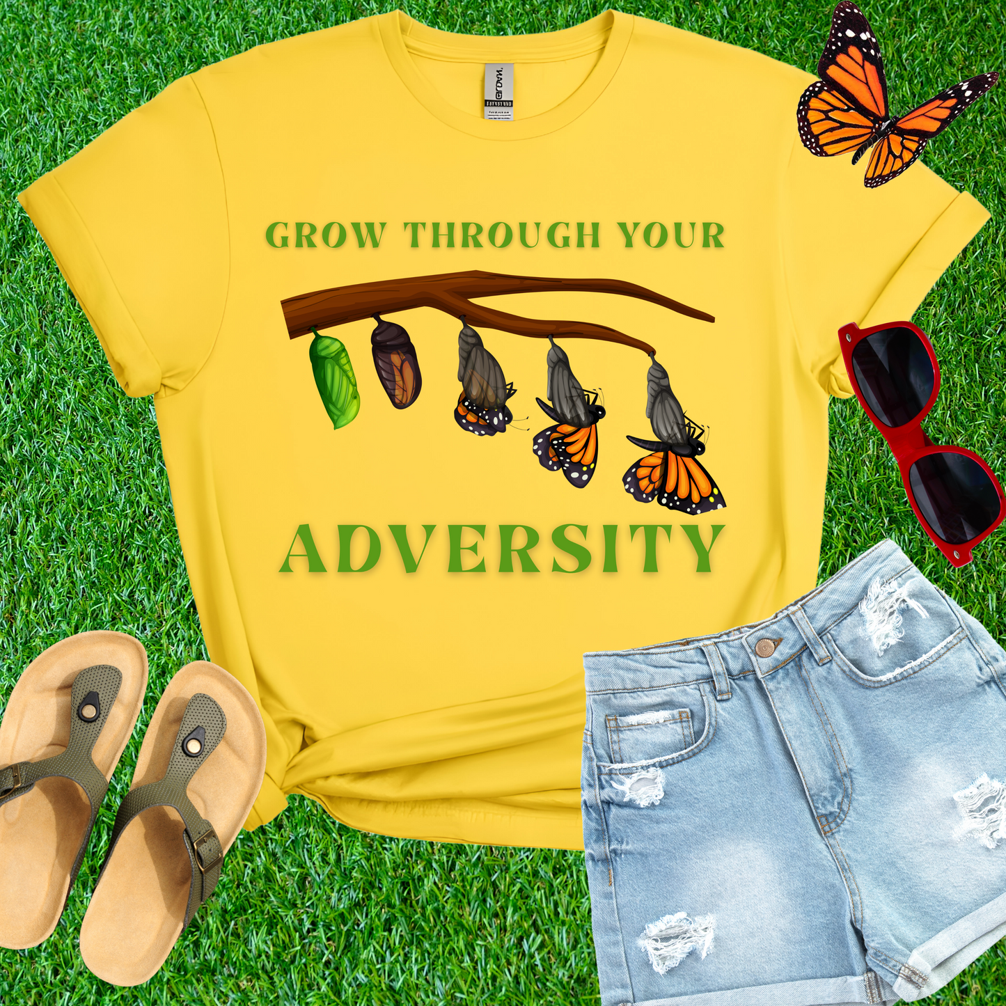 Grow Through Your Adversity Butterfly T-Shirt