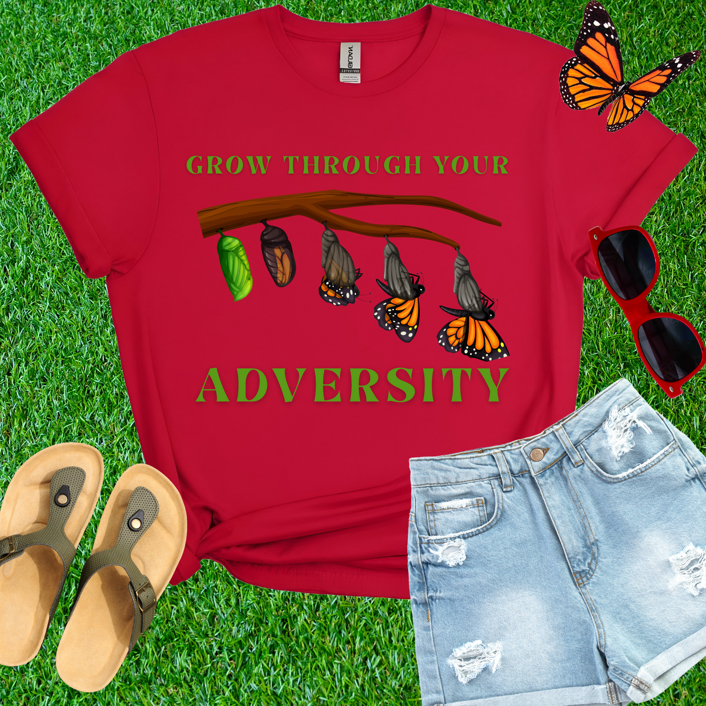 Grow Through Your Adversity Butterfly T-Shirt