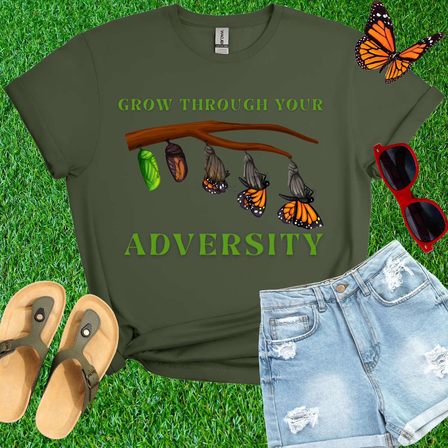 Grow Through Your Adversity Butterfly T-Shirt