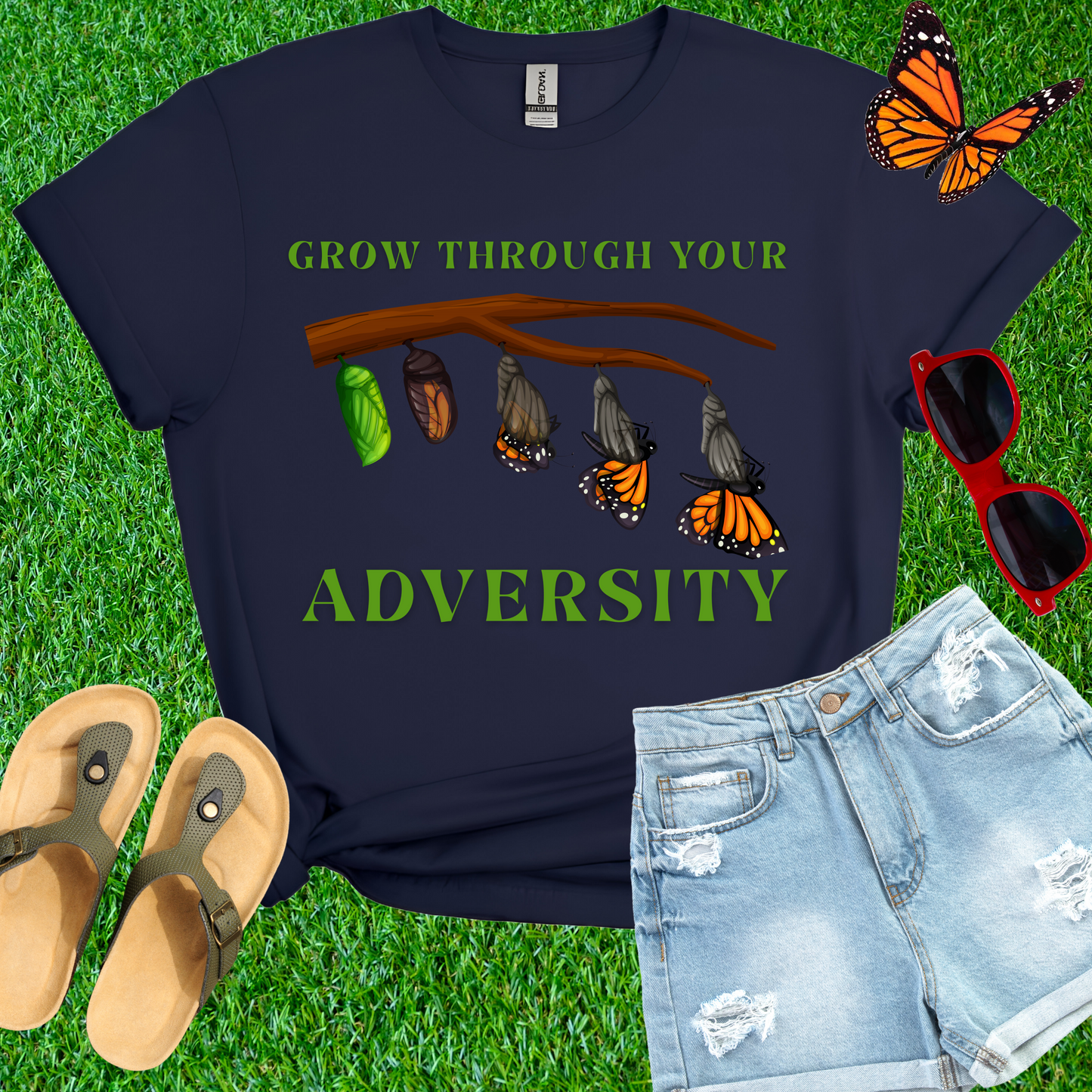 Grow Through Your Adversity Butterfly T-Shirt