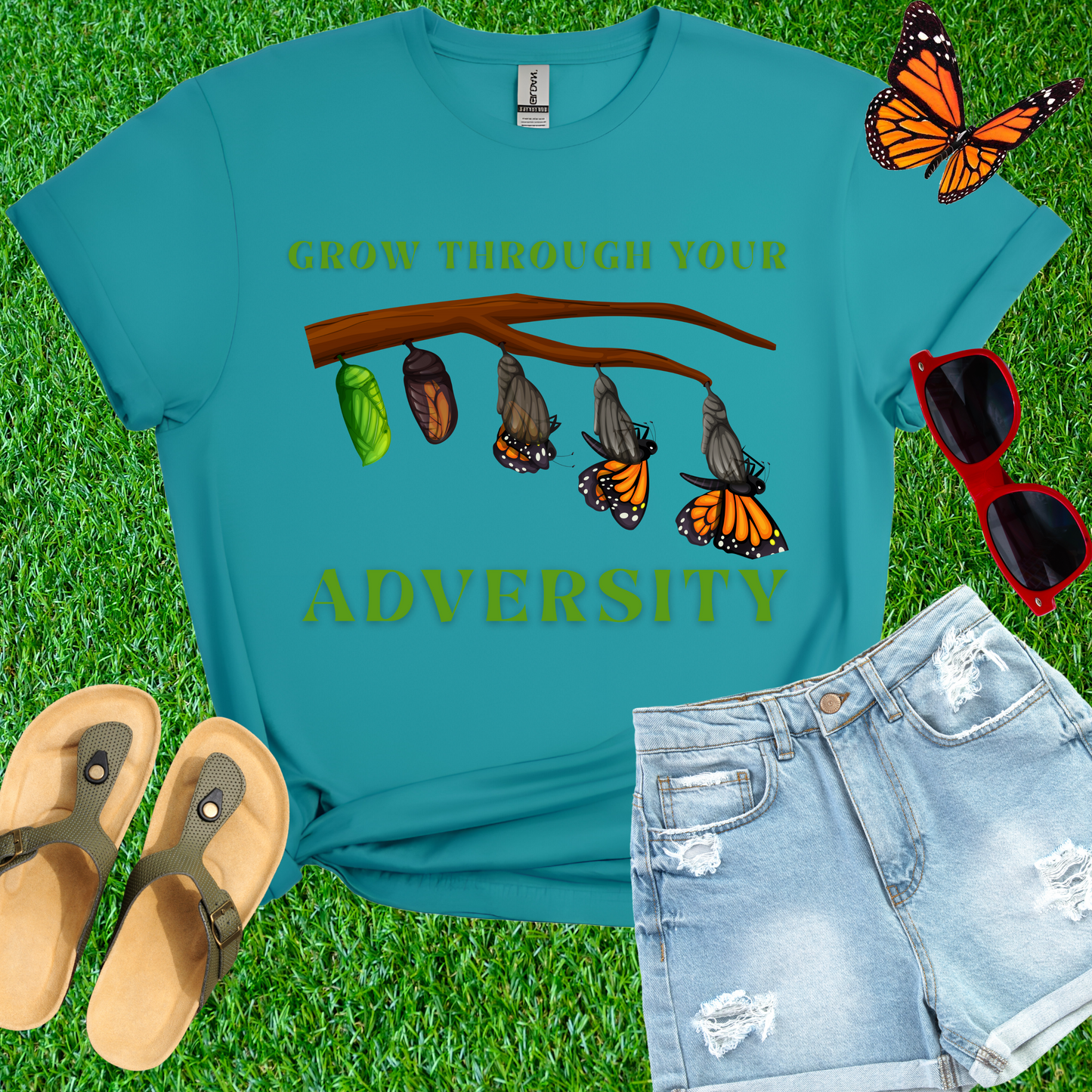 Grow Through Your Adversity Butterfly T-Shirt