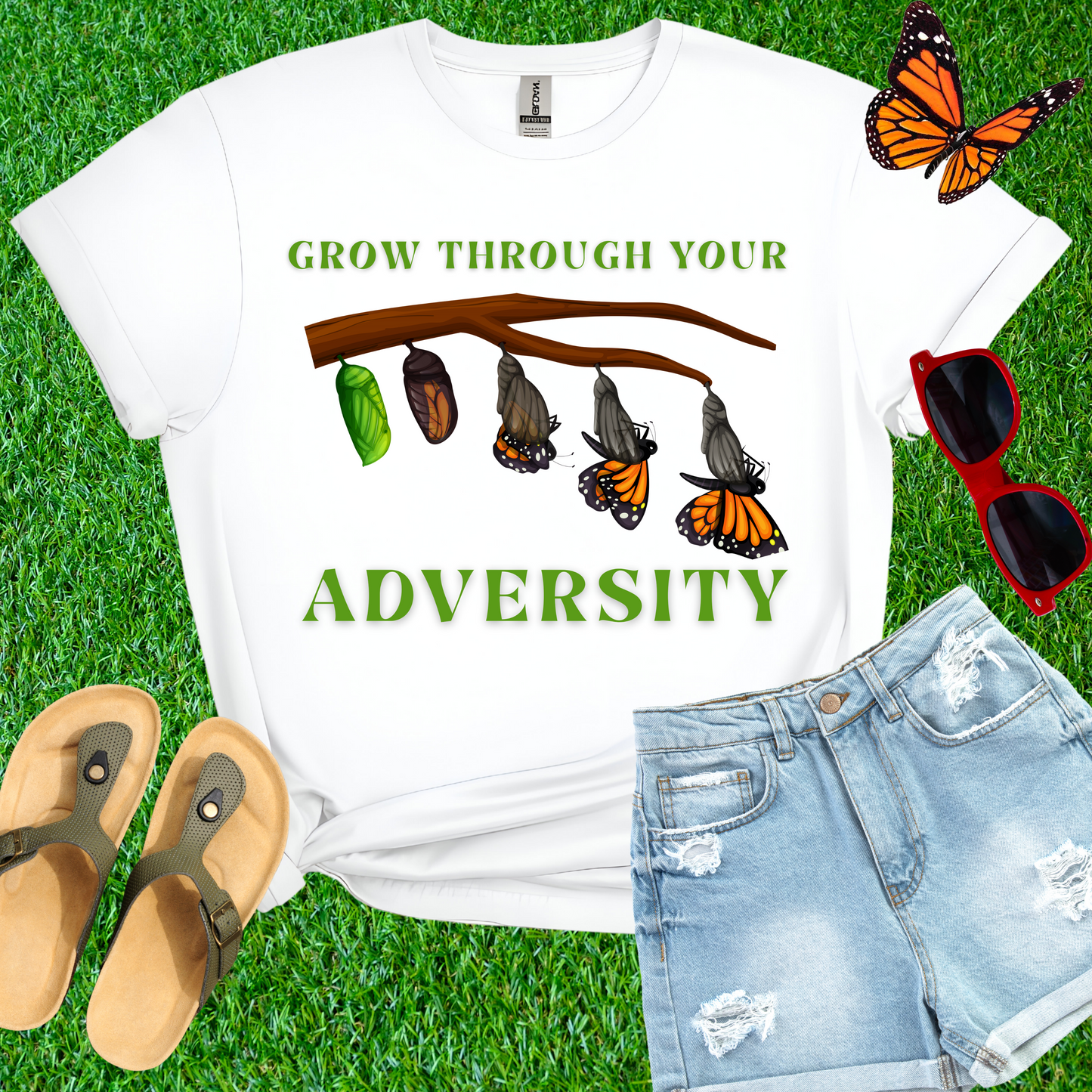 Grow Through Your Adversity Butterfly T-Shirt